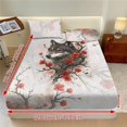 thumbnail image 3 of Xoenoiee Wolf Plum Blossom Pattern 3pcs Fitted Sheet Set with Elastic Band, Soft Comfortable Bedding Set for Bedroom, Guest Room (1* Fitted Sheet + 2*Pillowcases), Full Size, 3 of 7