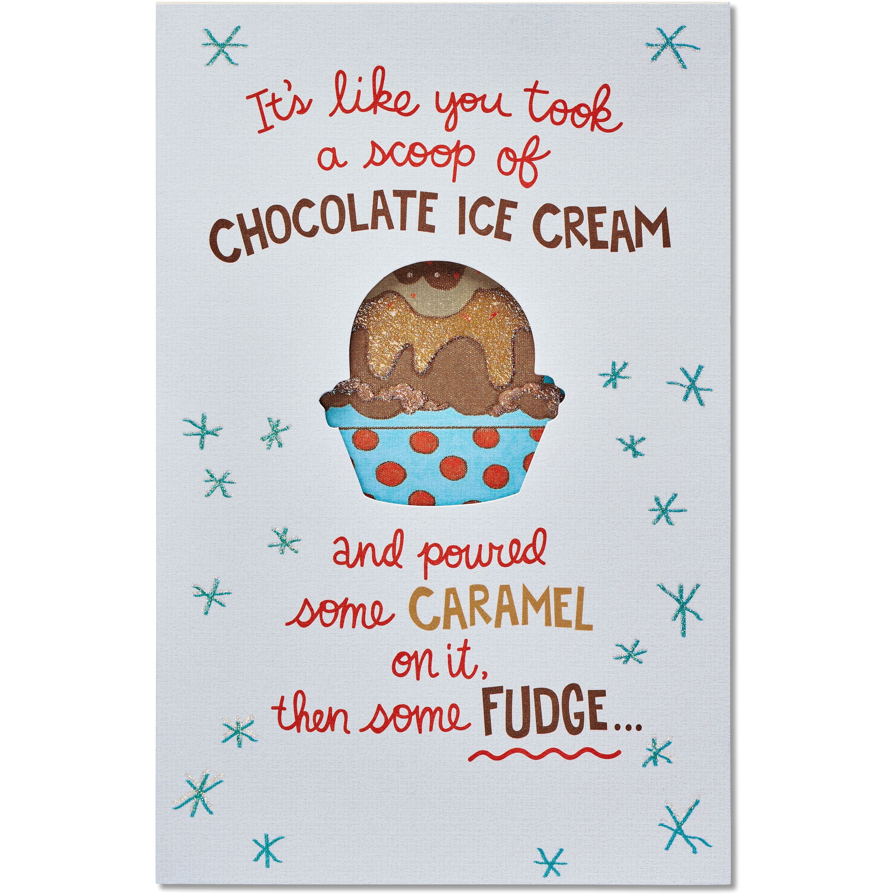 American Greetings Funny Ice Cream Thank You Card with Glitter