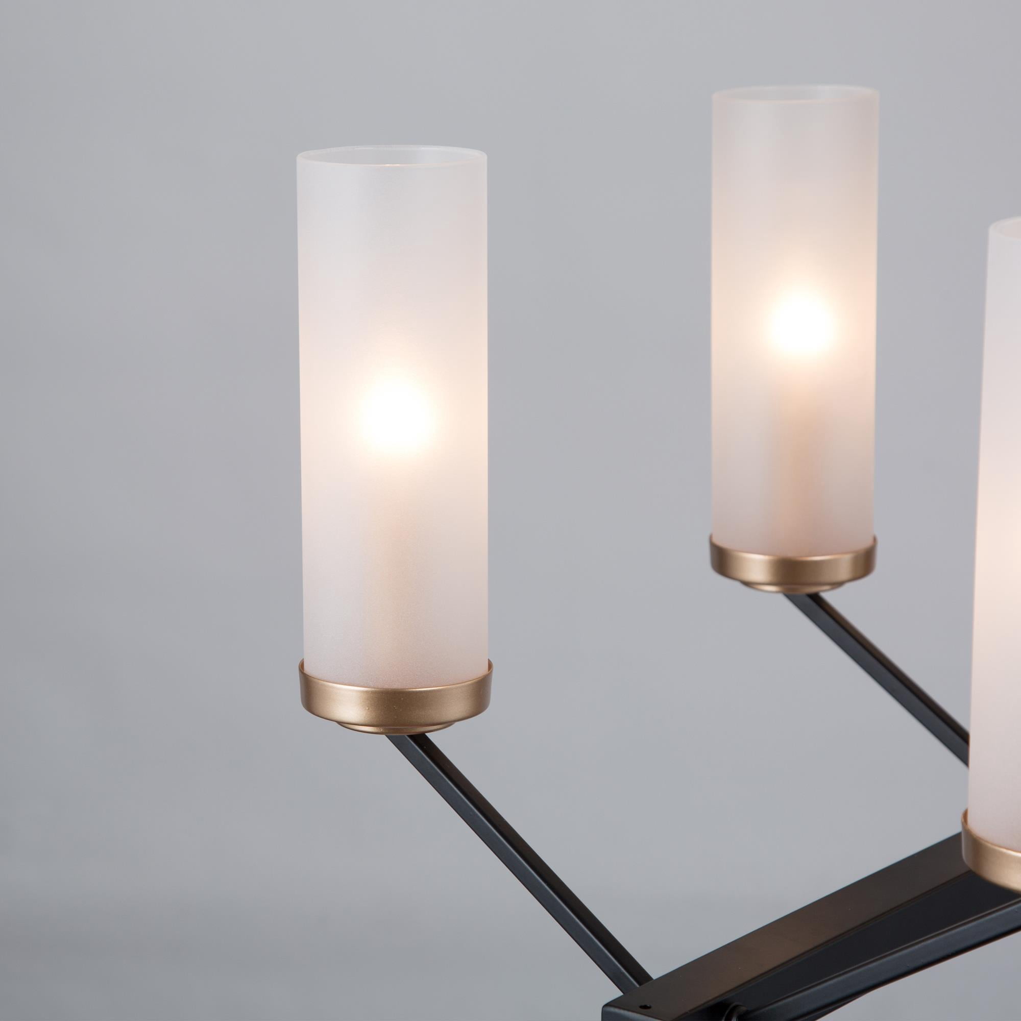 LNC 8-Light Black and Gold Linear LED Pendant with Frosted Glass for Kitchen Island