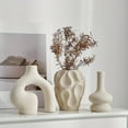 thumbnail image 4 of 3 Pcs Bohemian Ceramic Vase Set, Modern Minimalist Home Decor - Round and Donut Shape Geometric Pattern Vases for Living Room, Table Centerpiece, Shelf Decor, Wedding Gift (Set of 3), 4 of 6