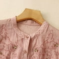 thumbnail image 4 of Viluyesy Embroidery 3/4 Sleeves T-Shirt Women Round Neck Shirt Tops Relaxed Cotton Loose Blouse Pink Size L, 4 of 7