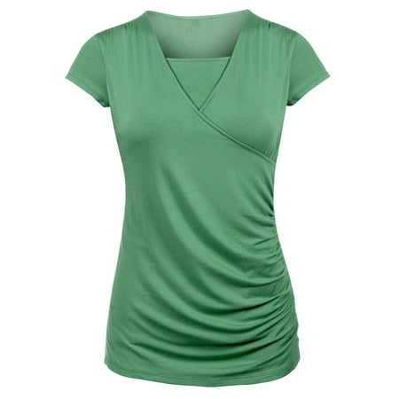 

Women Lady Maternity Short Sleeve Slim Solid Color T-shirt Top for Breastfeeding Pregnant New
