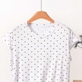 thumbnail image 4 of QINGFSAP Womens Polka Dot Lounge Top Crew Neck Flutter Sleeve Relaxed Fit Sleepwear Shirt, 4 of 5