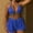 Blue, variant on Womens Bikini Swimsuits Sevevn Women's Bikini Swimsuit Three-piece Set Halter Loose Shorts Beach Bathing Suit Black L