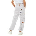 thumbnail image 3 of XQYLOS Girls Wide Leg Sweatpants Halloween Pumpkin High Waisted Baggy Pants Fashion Teen 𝖣rawstring Athletic Joggers 𝖲tretch Comfort Casual Elastic Waist Cozy, 3 of 5