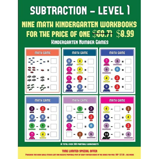 Kindergarten Number Games: Kindergarten Number Games (Kindergarten Subtraction/Taking Away Level 1) : 30 Full Color Preschool/