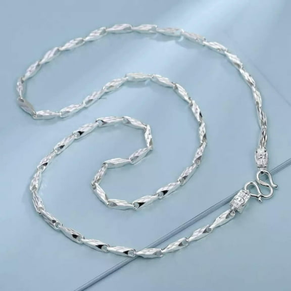 HOOUN Pure 999 Fine Silver Chain Men Women Rhomboid Beads Dragon Head Link Necklace