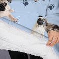 thumbnail image 3 of Oversized Wearable Blanket Hoodie,Pug and Footprints Sherpa Blanket Hoodie with Super Pockets,Super Warm Fuzzy Pullover for Women & Men, 3 of 6