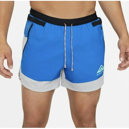 Nike Dri-FIT Flex Stride Men Trail 5" Shorts Size L Grey Fog-Signal Blue NWT