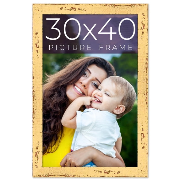 30x40 Frame Yellow Real Wood Picture Frame Width 1.25 inches | Interior Frame Depth 0.5 inches |