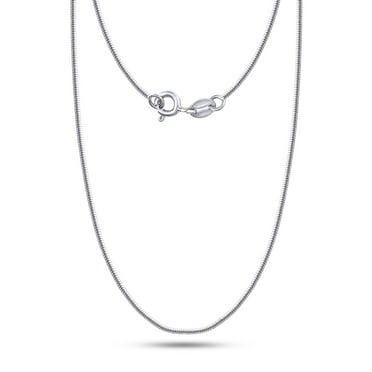 AFFY Snake Chain Necklace for Women and Men Italian Crafted 1mm Flexible Chain 16 Inch 14K White Gold Over 925 Sterling Silver with Spring Ring Clasp