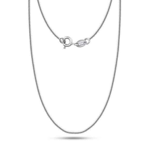 AFFY Snake Chain Necklace for Women and Men Italian Crafted 1mm Flexible Chain 16 Inch 14K White Gold Over 925 Sterling Silver with Spring Ring Clasp