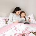 thumbnail image 4 of Erosebridal Aesthetic Coquette Bowknot 7 Pieces Bedding Comforter Set,Letter P Monogrammed Full Bedding Set For Girls Kids,Pink White Brown,Reversible, 4 of 7