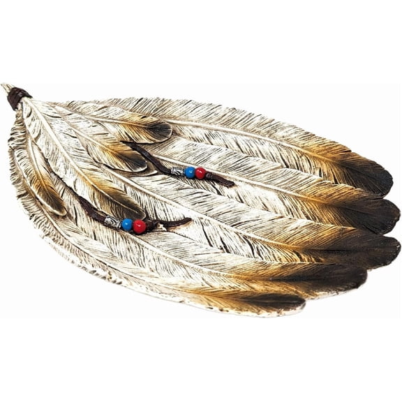 Feather Platter – Southwestern Style Tray – Rustic Boho Décor for Jewelry, Trinkets, Coins, Snacks, or Centerpiece – Decorative Accent for Table, Entryway, or Living Room