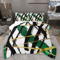 Homewish Geometric Stripes Bedding Comforter Set 2pcs for Teens Boys Girls,Abstract Lines Twin Comforter Sets Microfiber,Vintage Aesthetic Breathable Bedding Set,Lightweight Room Decor,Reversible