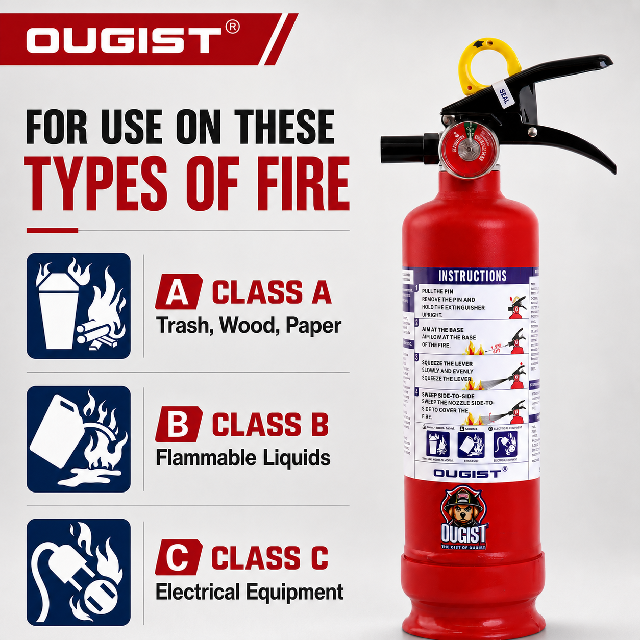 Ougist 2.5 lb ABC Fire Extinguisher with Wall Mount Bracket photo 7