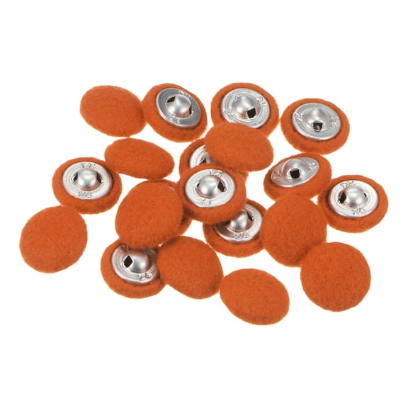 Uxcell 20pcs 24L Fabric Cloth Covered Button 15mm Round Holes Metal Shank Sewing Buttons for Dress Blouses Orange