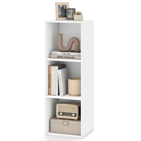 Costway 1 PCS 3-Cube Modern Bookcase with Anti-Tipping Kits, Freestanding Cubby Storage Organizer