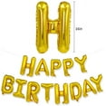 thumbnail image 2 of Gold Happy Birthday Balloons Banner, 16 Inch Mylar Foil Letters Birthday Sign Banner Balloon Bunting Reusable Ecofriendly Material for Girls Boys Kids & Adults Birthday Decorations and Party Supplies, 2 of 6