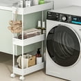 thumbnail image 5 of 3-Tier Rolling Utility Cart, Multi-Functional Storage Trolley for Office, Living Room, Kitchen, Movable Storage Organizer with Wheels,White, 5 of 9