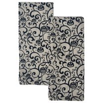 Boo Halloween Kitchen Towel Set with Black Pumpkins, 2 Cotton Dish Towels