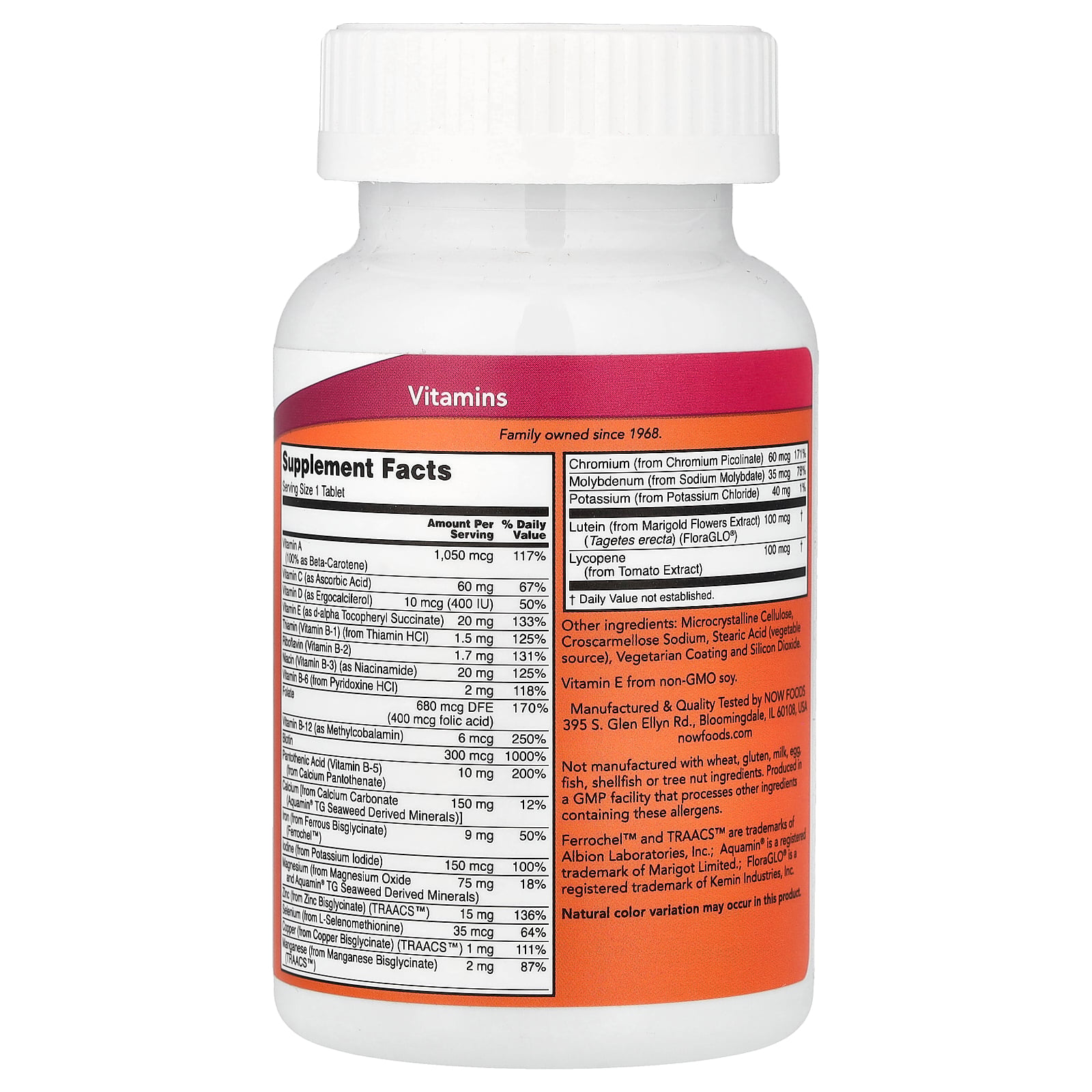 thumbnail image 5 of NOW Foods Daily Vits, Multi Vitamin & Mineral, 100 Tablets, 5 of 5
