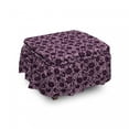 thumbnail image 1 of Floral Ottoman Cover, Doodle Nature Birds, 2 Piece Slipcover Set with Ruffle Skirt for Square Round Cube Footstool Decorative Home Accent, Standard Size, Lilac and Plum, by Ambesonne, 1 of 5