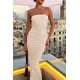 thumbnail image 2 of Vestido PRETTYGARDEN Strapless Ajustado Largo Beige Talle S, 2 of 5