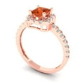 thumbnail image 2 of 0.89 ct Princess Cut Simulated Red Diamond with Simulated Diamond Halo Accents 18K Rose Gold Womens Engagement Ring, 2 of 5