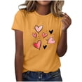 thumbnail image 1 of Camiseta de Manga Corta de Cuello Redondo con Patrones de Corazón de Moda de Primavera de las Mujeres Vintage Clásico Top de Humor para Diario, Fiesta, Primavera Y Verano, 1 of 5