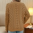 thumbnail image 5 of Lenpel Women's Crochet Sweaters Scalloped V Neck Long Sleeve Hollow out Knit Tops Casual Pullover Sweaters(Coffee,Small), 5 of 7
