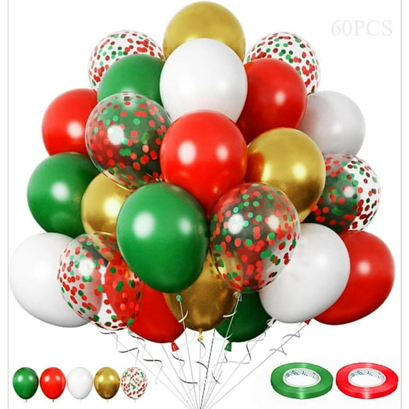 Christmas Balloons Arch Kit 60pcs Gold Red And Green Balloon for Festival Party/Birthday/Wedding Decorations(12in)