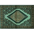 thumbnail image 1 of Ahgly Company Machine Washable Indoor Rectangle Persian Turquoise Blue Traditional Area Rugs, 8' x 12', 1 of 4