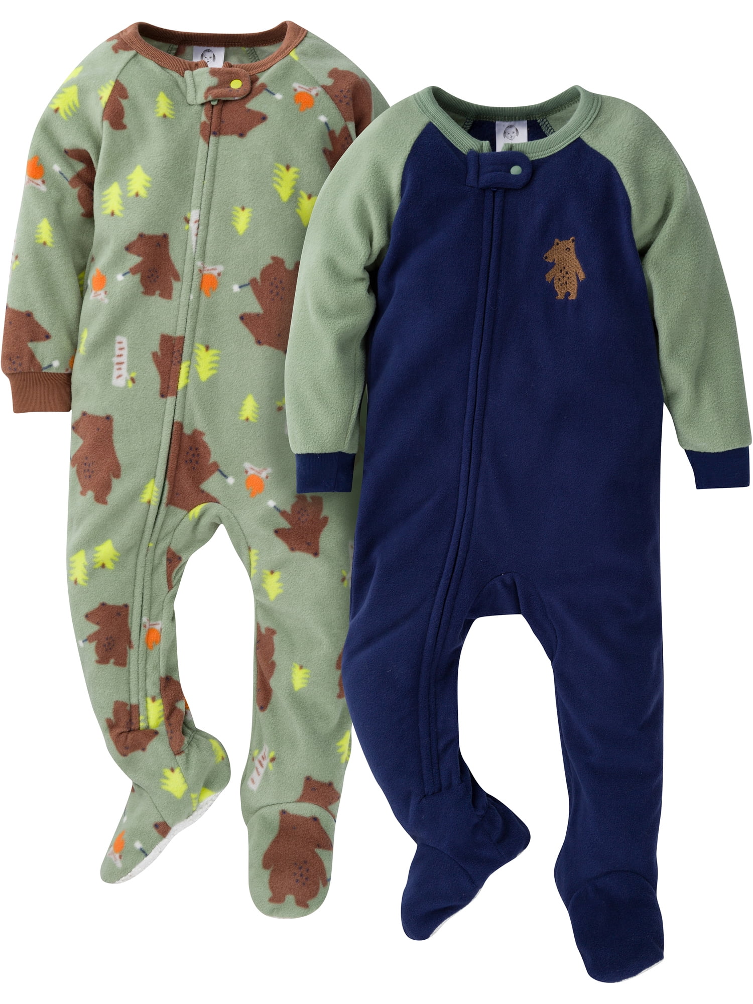 Essentials Boys Toddler 2-Pack Microfleece Hooded Coverall 