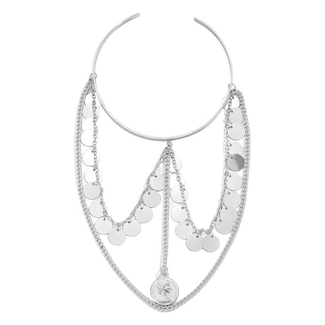lionlar Chain Tassels Arm Bracelet Upper Arm Cuff Adjustable U Shape White