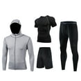 thumbnail image 1 of SOOMLON Mens Uniform Set Shirt Sweatpants Sets Sport Top Formal Pants Quick Drying Fitness Four Piece Jacket Short Sleeve Shorts Trousers Gray S, 1 of 2