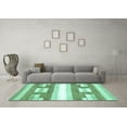 thumbnail image 3 of Ahgly Company Machine Washable Indoor Rectangle Solid Turquoise Blue Modern Area Rugs, 7' x 9', 3 of 4