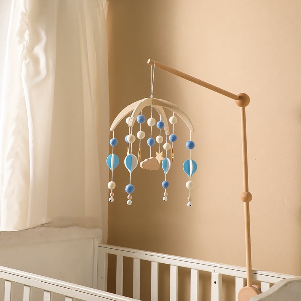 Wooden Baby Crib Bell – Star-Shaped Hanging Wind Chime Toy, Soothing Rotating Mobile for Newborns & Infants, Blue
