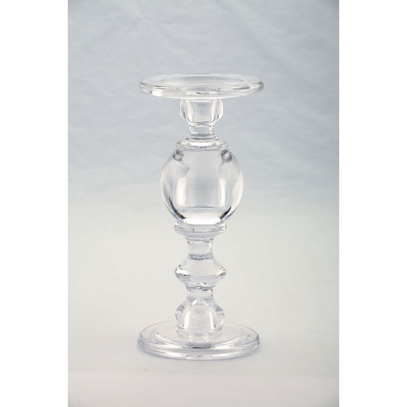 CC Home Furnishings 9.5" Clear Handblown Glass Pillar Candle Holder