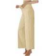 thumbnail image 6 of ClodeEU Women's High Waist Wide Leg Yoga Pants with Pockets ,Relaxed Fit Versatile Lounge Pant Beige,Womens Plus S, 6 of 8