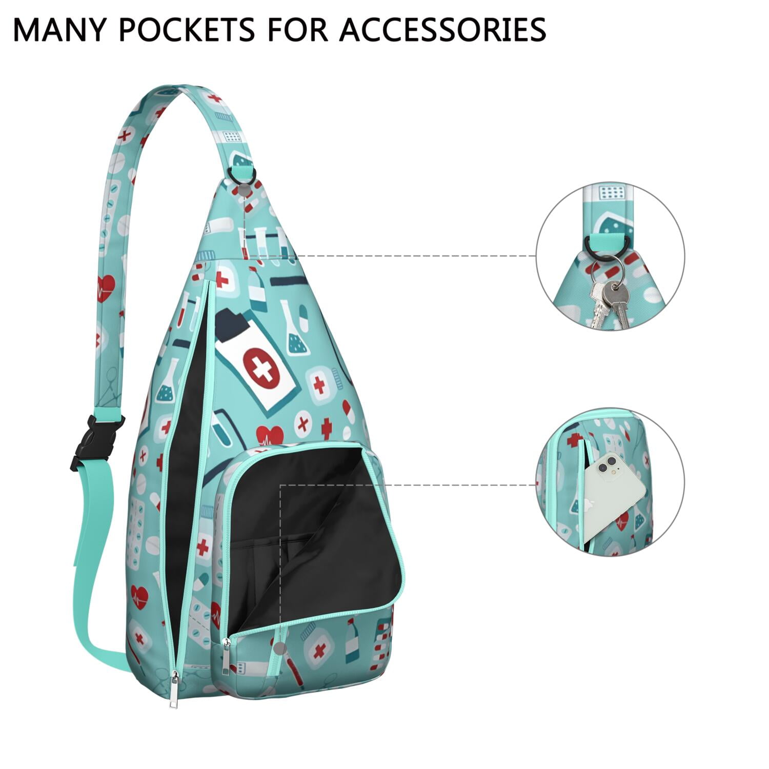 Funny Nurse Life Crossbody Sling Bag - Cute Nurse Aesthetic Waterproof Chest Pack, Lightweight Medical-Themed Shoulder Bag for Nursing Students & Healthcare Heroes (Saving Lives Every Day Design)