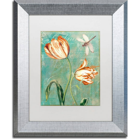 Trademark Fine Art "Tulips Ablaze I" Canvas Art by Color Bakery, White Matte, Silver Frame