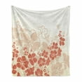 thumbnail image 1 of Hawaiian Soft Flannel Fleece Blanket, Hawaii Flowers Silhouette Tropical Plants Ornamental Floral Illustration, Cozy Plush for Indoor and Outdoor Use, 50" x 70", Fuchsia Salmon White, by Ambesonne, 1 of 6