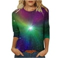 thumbnail image 2 of JTZGDY Womens 3/4 Sleeve Tops Dressy Casual Plus Size Teen Girls Cute Tie Dye Starry Sky Oversized Tunic Blouse Crewneck Basic Graphic T-Shirts Fashion 2025 Outfit Clothes Multicolor#24 S, 2 of 6