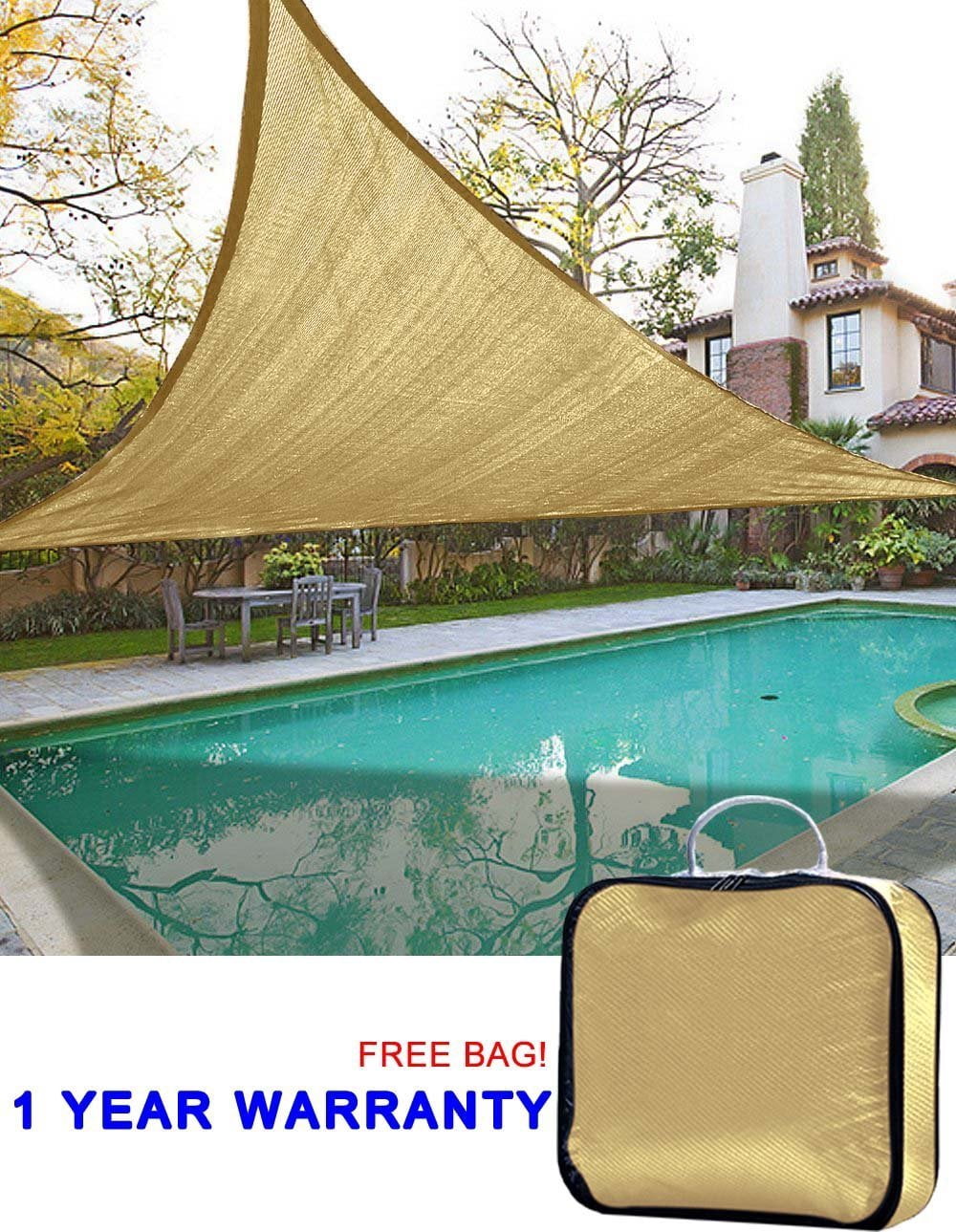 pool sun shade on Quictent 185g Hdpe 98 Uv Blocked 18x18x18 Ft Triangle Sun Sail Shade Canopy Top Outdoor Cover Patio Garden With Free Carry Bag Sand Walmart Com Walmart Com