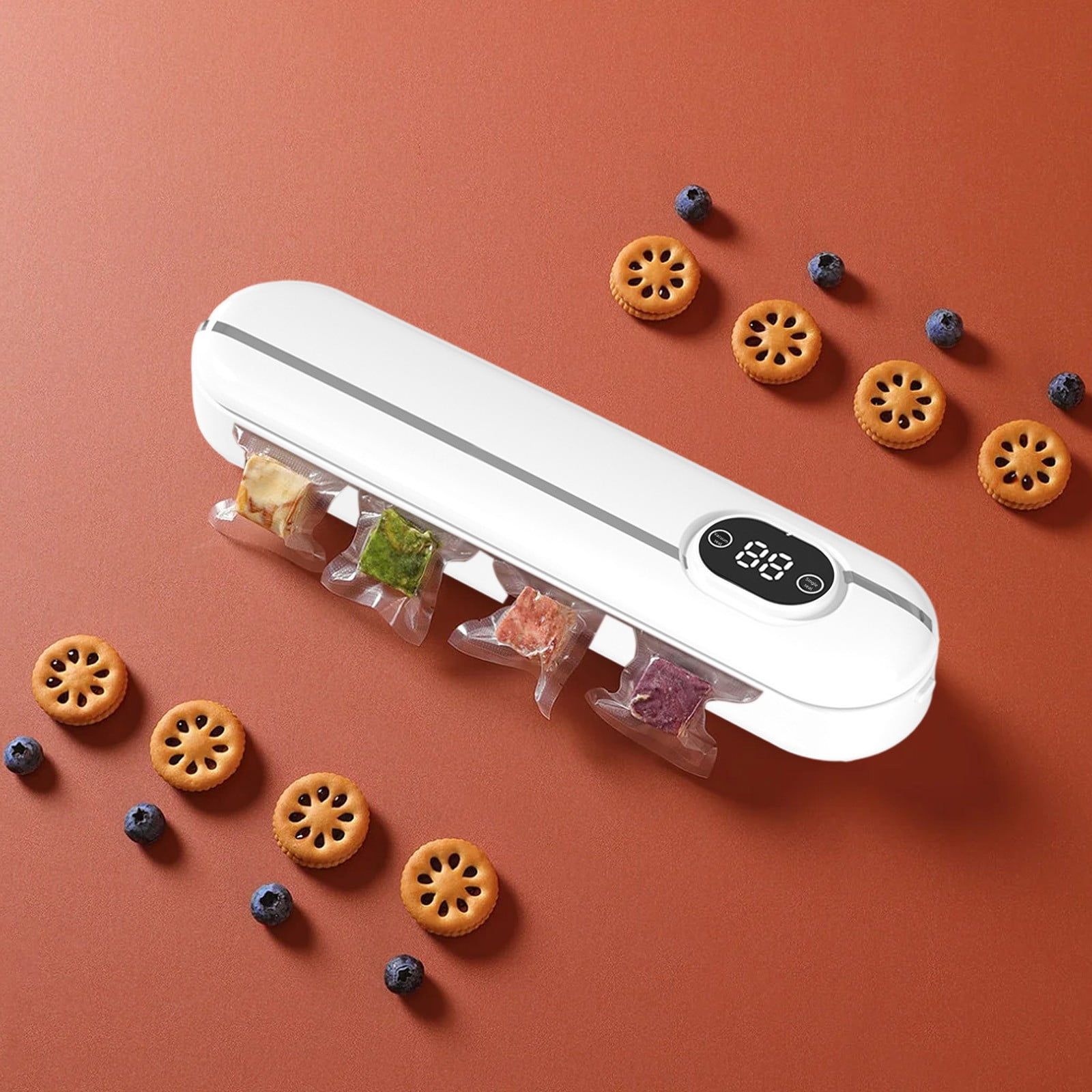 Byujiro Mini Vacuum Sealer Machine with 10 Vacuum Bags, Automatic Household Food Sealer, Compact Air Sealing System for Food Storage, Meal Prep & Kitchen Organization