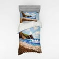 thumbnail image 2 of Ambesonne Ocean Bedding Set 4 Pcs, Sea Coast by Beach Rock, Queen, Blue Brown White, 2 of 3