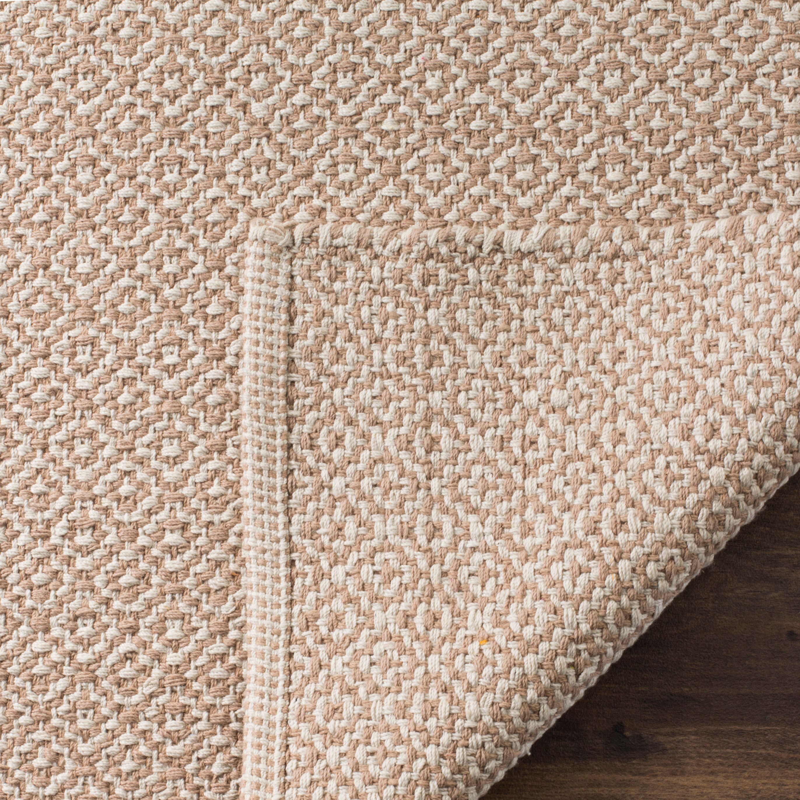 SAFAVIEH Montauk Audra Geometric Cotton Area Rug, Ivory/Beige, 6' x 6' Round