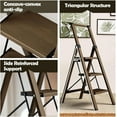 thumbnail image 2 of 3 Step Ladder,Aluminum Lightweight Folding 3 Step Stool with Anti-Slip Wide Pedal, 330lbs Capacity Step Ladder for Household,Kitchen,Office - BlackWoodgrain, 2 of 16