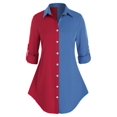 thumbnail image 1 of Más la camiseta de Colorblock rueda para arriba la manga Rosegal Blusas Tallas Grandes, 1 of 5